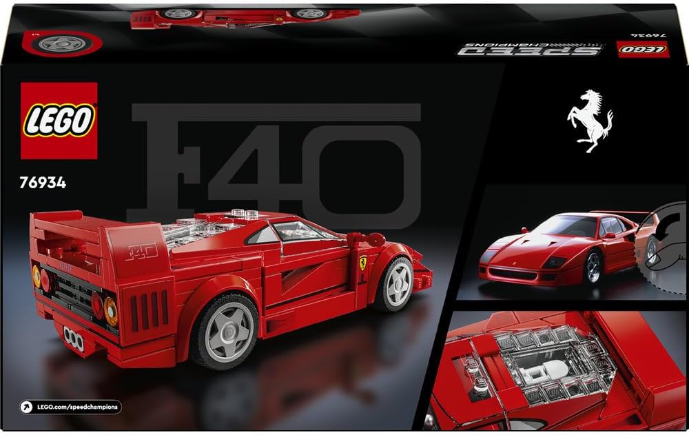 Speed Champions Ferrari F40 Supercar Buildable Vehicle, Toy Model Car for 9 Plus Year Old Boys and Girls, with Driver Minifigure, Kids' Bedroom Decoration, Gift Idea 76934 – image 11
