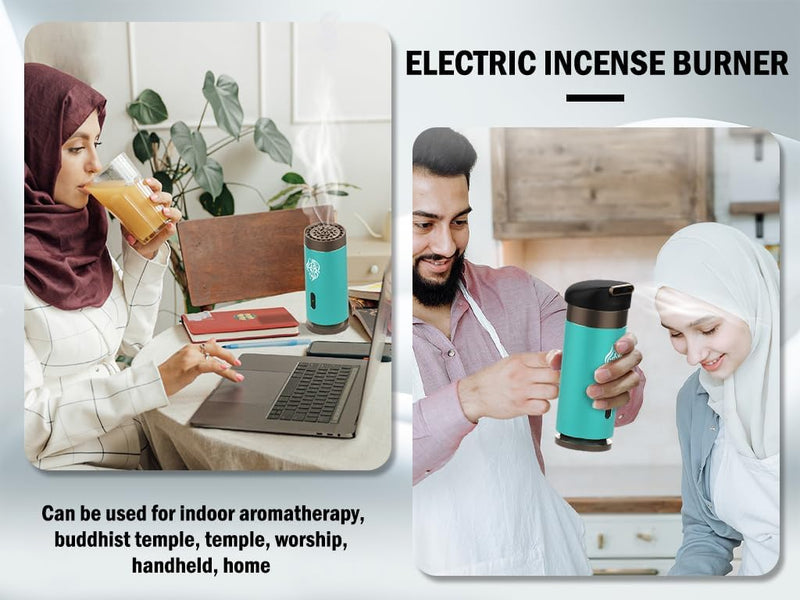 Hitopin Electric Incense Sticks Aroma Diffuser Car Electric Incense Burner Arabic Bakhoor Burner Portable Electric USB Aroma Diffuser Rechargeable for Car and Home (Blue)