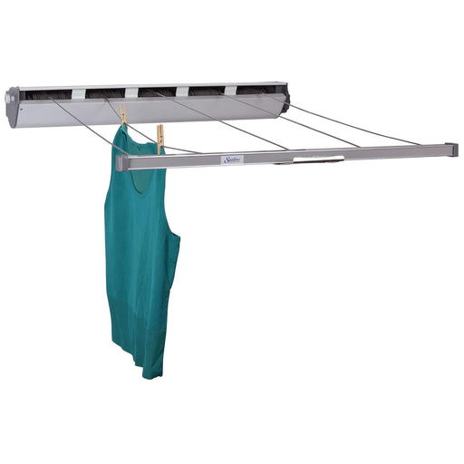 Household Essentials 17145-1 Retractable Clothesline 5-Line Dryer | Indoor or Outdoor Use Hang Wet Dry Laundry - Black|tan|silver