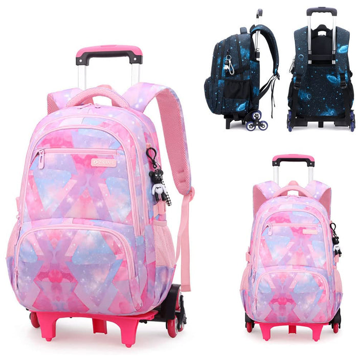 Kids Rolling Backpacks Fashion Printed Trolley School Bags Large Capacity Wheeled Kids' Luggage Bag for Elementary Boys Girls Schoolbag