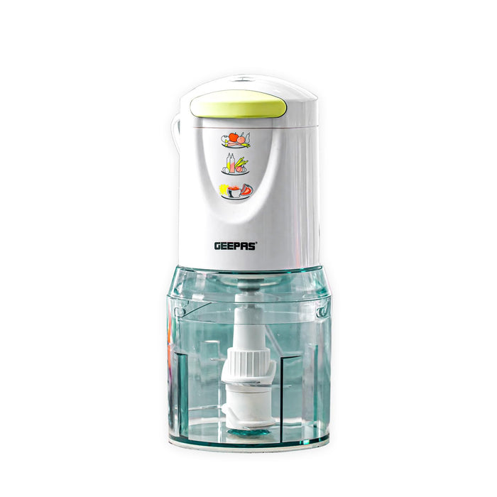 Geepas Mini Food Processor, 500W, 500ml, 4 Blades, 2 Levels, Stainless Steel for Blending and Chopping Salads, Sauces, Curries, Pesto, 2 Years Warranty, Model GC5477, Clear