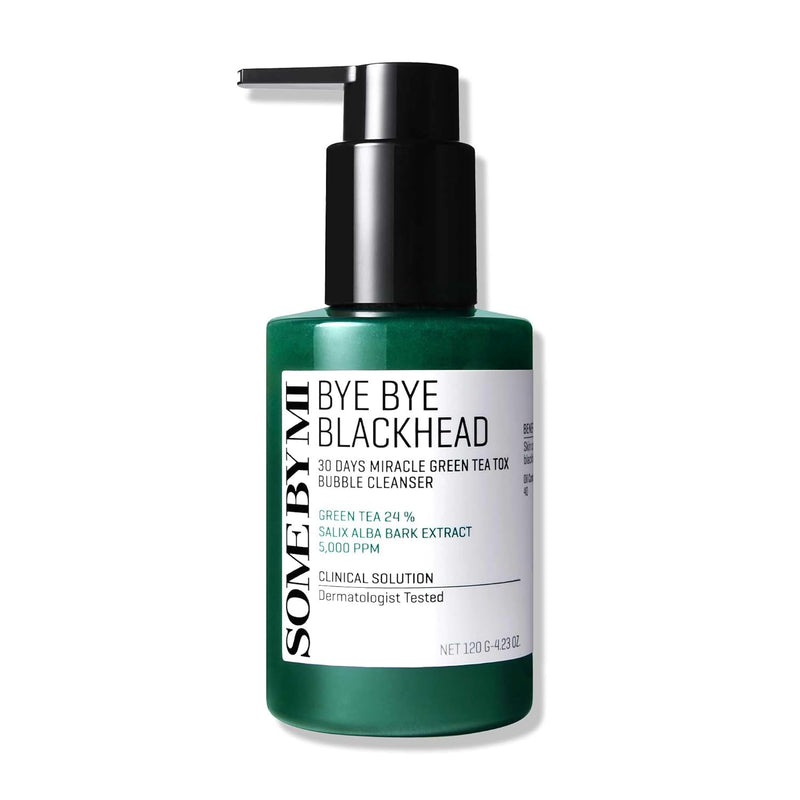 Some By Mi Bye Bye Blackhead 30 Days Miracle Green Tea Tox Bubble Cleanser | 120G | Korean Face Wash For Removing Blackhead | Daily Pore Minimizer For Face Skin Texture