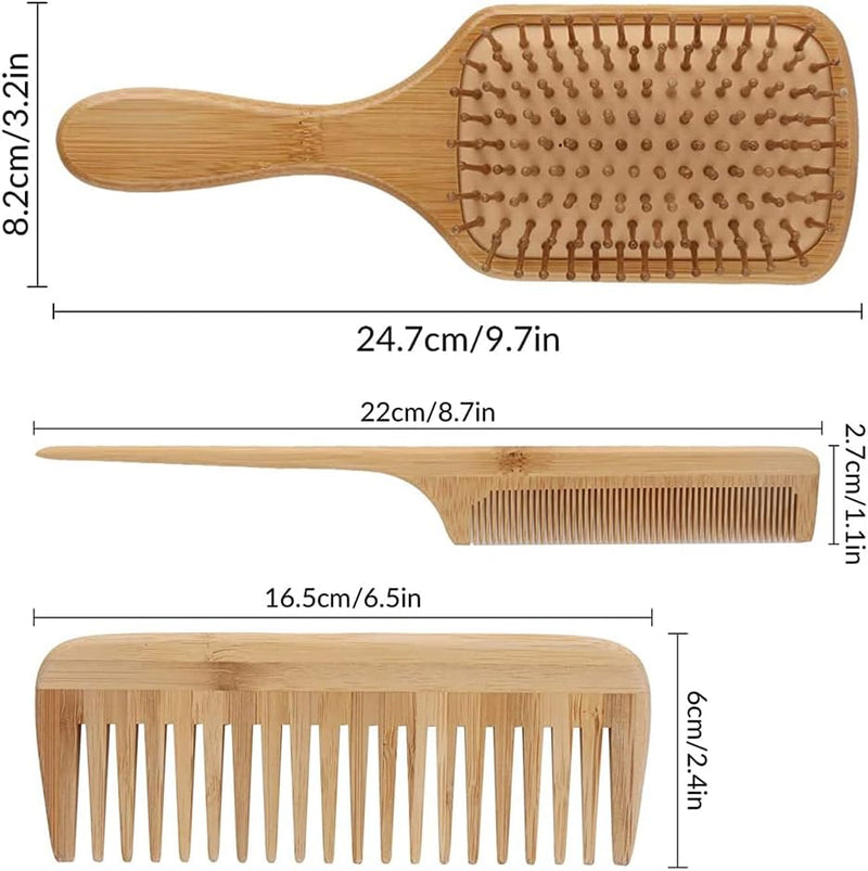 Homarket Paddle Hair Brush, Detangling Brush and Hair Comb Set for Men and Women, Great On Wet or Dry Hair (Black-4pcs)