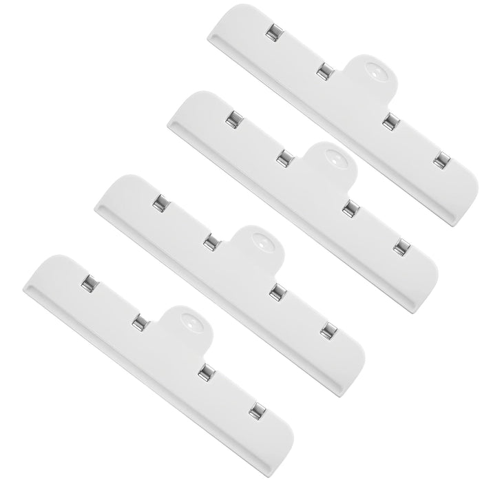 KASTWAVE 4 Pack Magnetic Food Storage Bag Clips - Airtight Seal for Bread, Snacks & More (White & Clear)