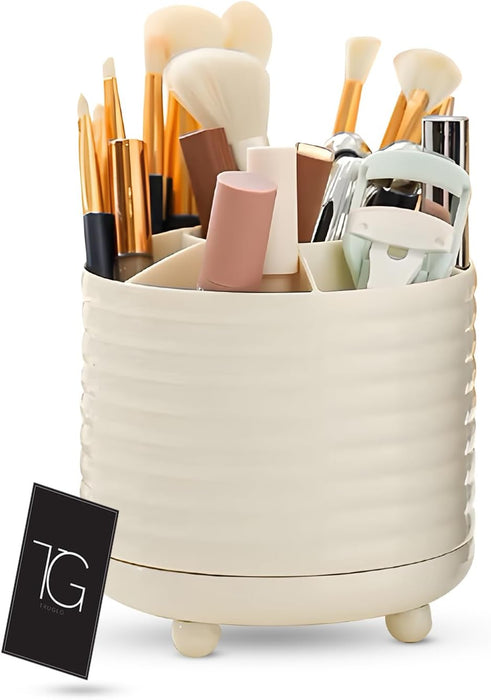TruGlo Rotating Makeup Brush Holder Organizer - Modern and Multi-Functional Storage for Brushes, Lipsticks & Tools, Cosmetics Storage, Makeup Tools, Durable, Stylish & Spacious Beauty Accessory