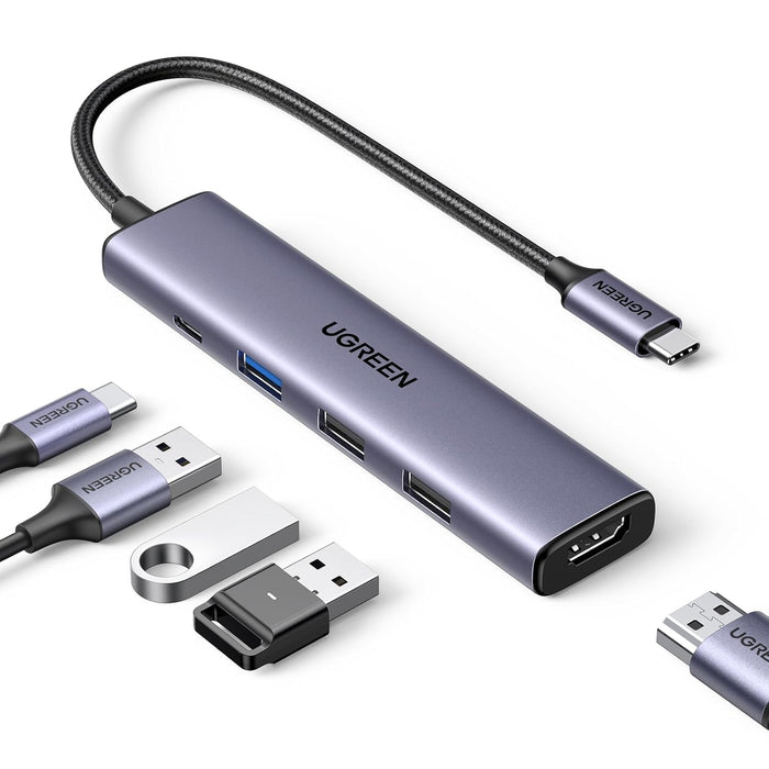 UGREEN Revodok 105 USB C Hub with 100W PD Charging, Type C to HDMI 4K30Hz Adapter, 3 USB A Data Ports, Multiport Adapter Hub for MacBook Pro/Air, iPad/Air, iPhone 15 /Pro Max, HP, Dell