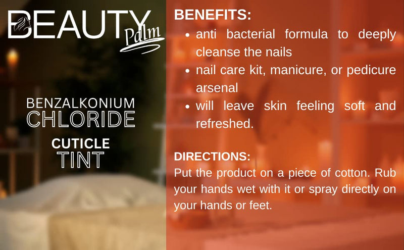 Beauty Palm Benzalkonium Chloride Cuticle Tint, Suitable for All Skin Types, Anti-bacterial, Cleanse the nails in One single Operation, Nail Sanitizer (100)