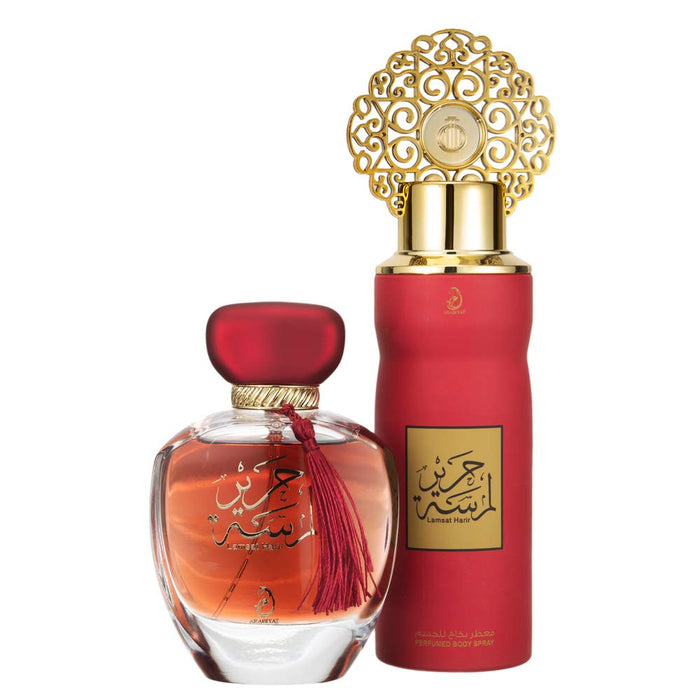 Arabiyat Lamsat Al Hareer Perfume Gift Set For Unisex, Eau De Parfum, 100 Ml + Deodorant, 200 Ml