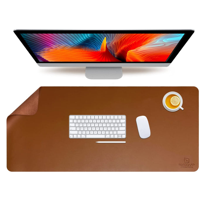 EXCOVIP Extended Large Mouse Pad, Non-Slip PU Leather Desk Mouse Pad Waterproof Desk Pad Protector, Desk Writing Mat for Office Home, 90cm x 40cm(Brown)