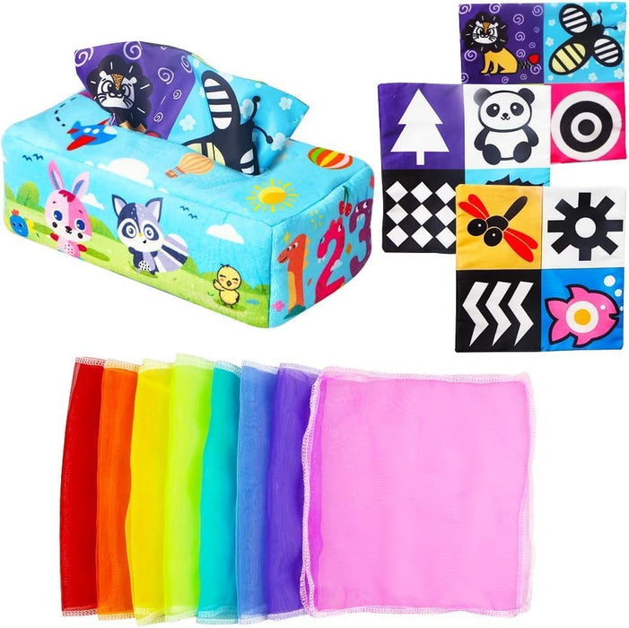 NALACAL Tissue Box Toy, Magic Crinkle High Contrast Tissue Box Baby Toys, Boys&Girls Newborn Toys, Stocking Stuffers