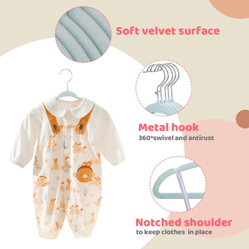 ManGotree Baby Velvet Clothes Hangers, Kids Toddler Children's Hangers for Clothes Space Saving Non-Slip (30 Pack, White)