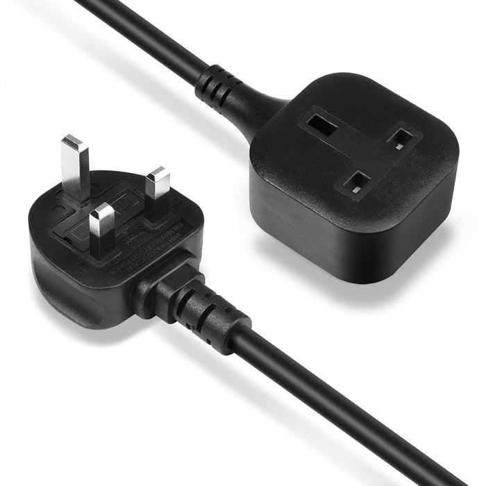 Baytion Extension Lead,1 Way Extension Cord 3M with UK 3 Pin Plug Power Strip,Tough and Fireproof Single Extension Socket for Home&Office(Black) (3M)