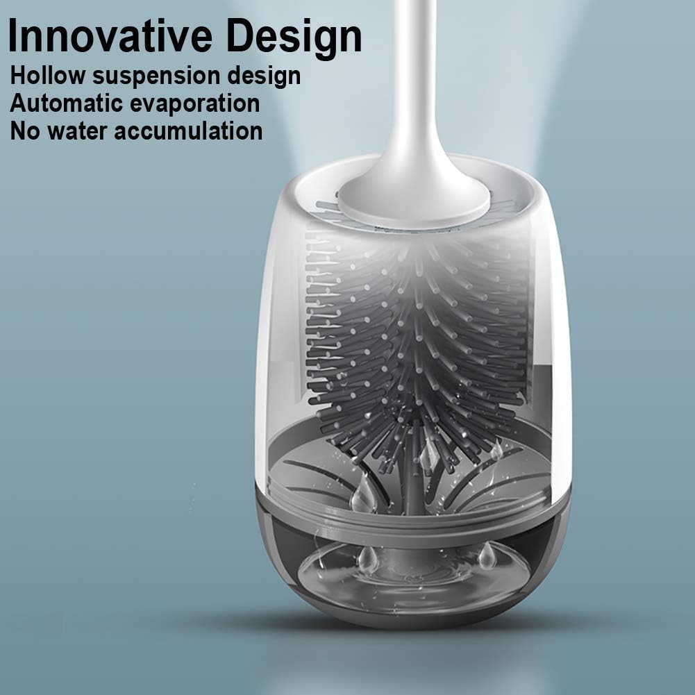 WERISE No Scratch Silicone Toilet Brush and Holder Set, Soft Toilet Cleaner Brush Grey – image 4