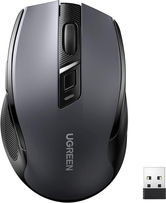 UGREEN Wireless Mouse, 2.4G Ergonomic Optical Mouse, 4000 DPI, 5 DPI Adjustable, 5 Buttons, Silent Click USB Computer Mice for Laptop, PC, Chromebook, Notebook, 15M Wireless Connection Mice Black