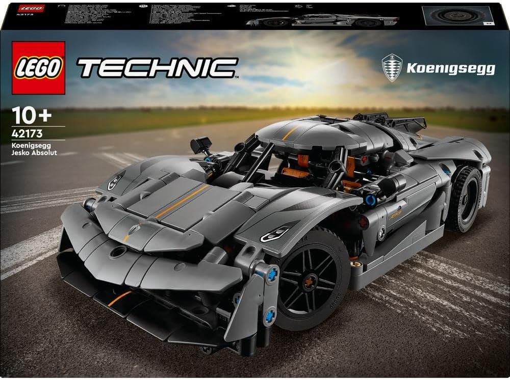 Technic Koenigsegg Jesko Absolut Grey Hypercar, Race Car Building Toy Set for Boys, Girls & Kids Aged 10 Plus, Buildable Vehicle Model Kit, Introduction to Engineering, Birthday Gift Idea 42173