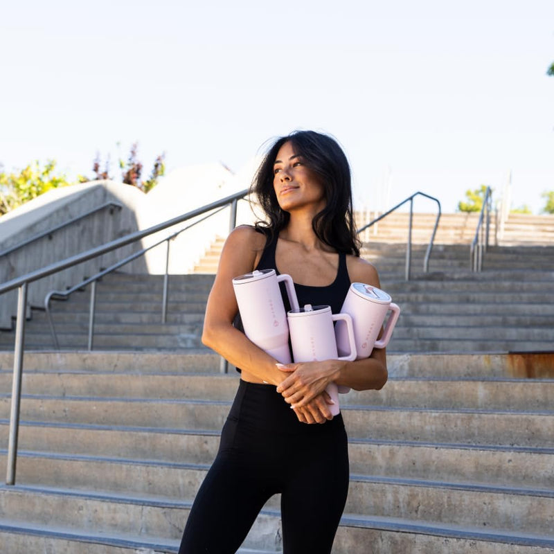 HydroJug Traveler - Modern 40 oz Tumbler with Handle & Simple Flip Straw - Car Cup Holder Friendly, Leak Resistant Water Bottle-Reusable Insulated Stainless Steel & Rubber Base - Gifts for Women & Men