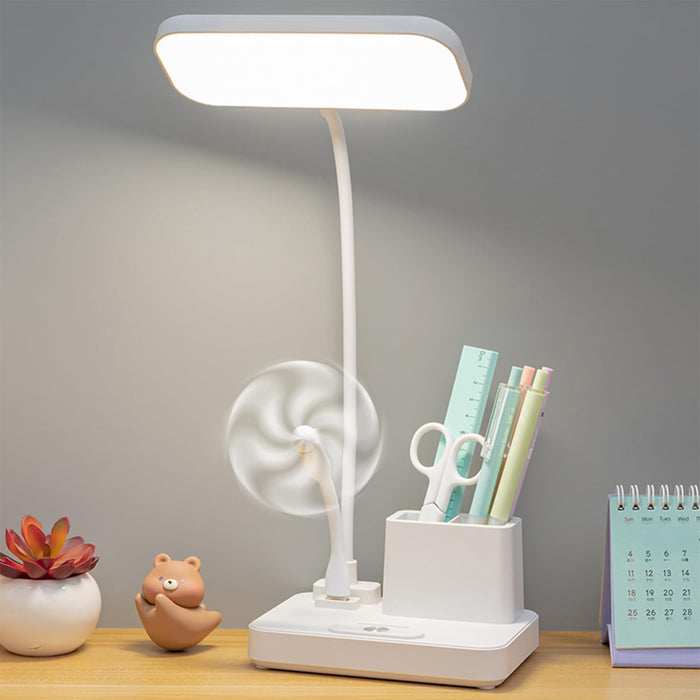 (Gift: Fan and pen holder)-3 Modes Touch Dimming USB Dimming Clip Table Lamp Student Dormitory Learning Study Table Light Bedside Flexo Lamps
