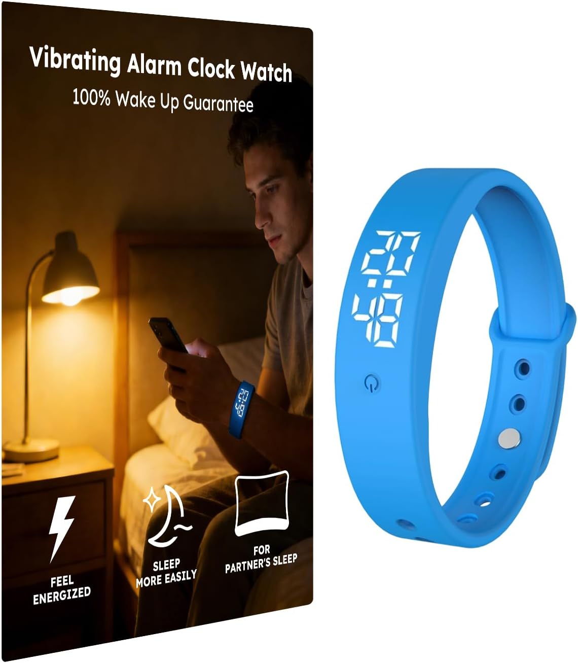 Vibrating Alarm Clock Watch for Heavy Sleepers, Silent Wake Up Bracelet & Smart Wristband, Wrist Alarm – image 1
