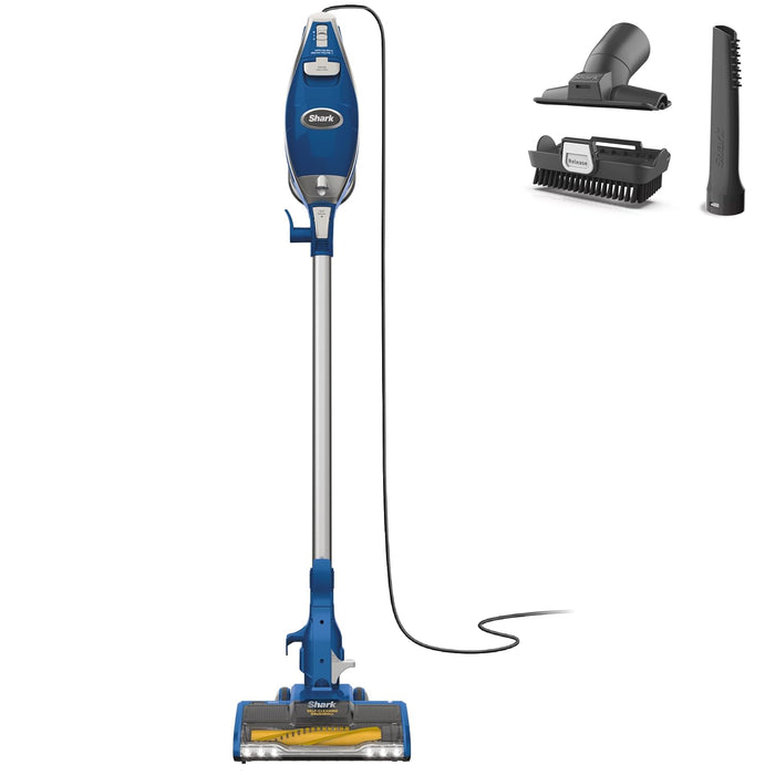 Shark HV343AMZ Rocket Corded Stick Vacuum with Self Cleaning Brushroll Perfect for Pet Hair Pickup, Converts to a Hand Vacuum, with Crevice & Upholstery Tools, Blue/Silver, 0.68 Dust Cup Capacity