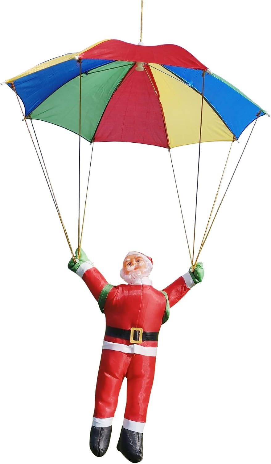 TAPIT Christmas Electric Santa Climbing Ladder, Climbing Up and Down Santa Claus Plush Doll on Ladder with Music and LED, Climbing Wall Holiday Party Home Door Xmas Tree Ornament (Red - Ladder)