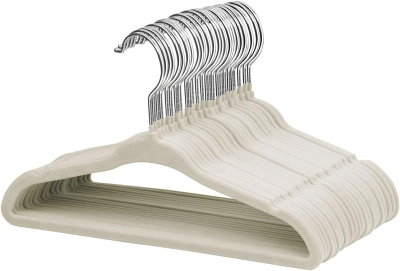ManGotree 30 Pack 11inch Baby Clothes Hangers, Velvet Kids Toddlers Coat Hangers with Ultra Thin & Non-Slip Design (Beige)
