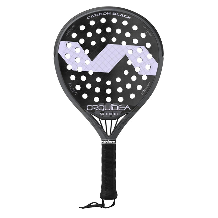 Varlion Padel Racket LW Summum Carbon Black Orquidea, Round Shape for Intermediate Professional Control with Carbon-Fiberglass Face & Medium EVA Core