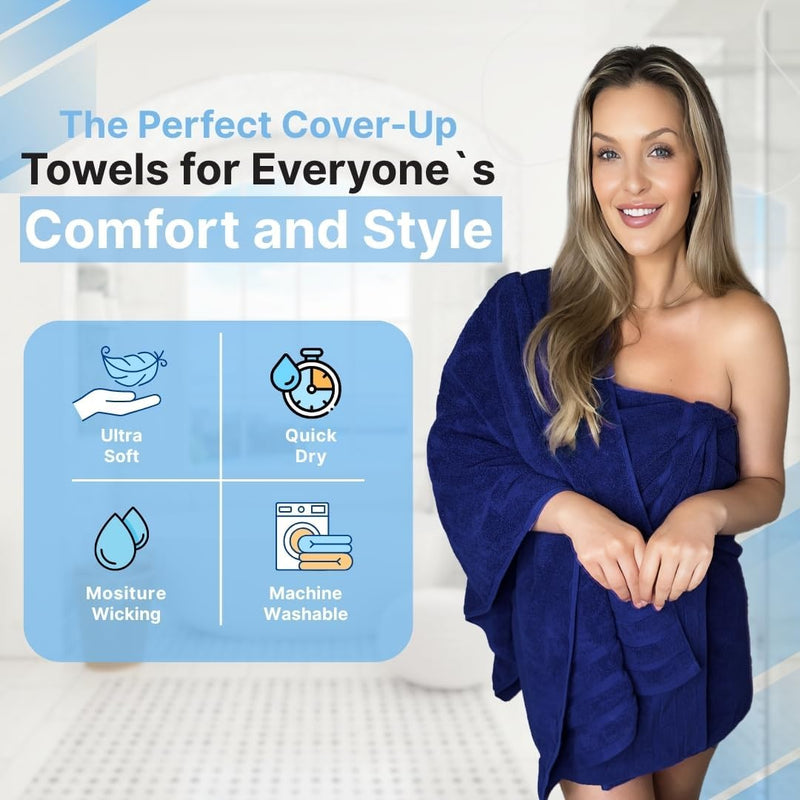 Infinitee Xclusives Premium Cotton Bath Towels Set of 2 (70 x 140 cm) Soft, Highly Absorbent, Quick Dry Towels - Perfect Towels for Bathroom, Gym, Spa & Hotel (Brilliant White)