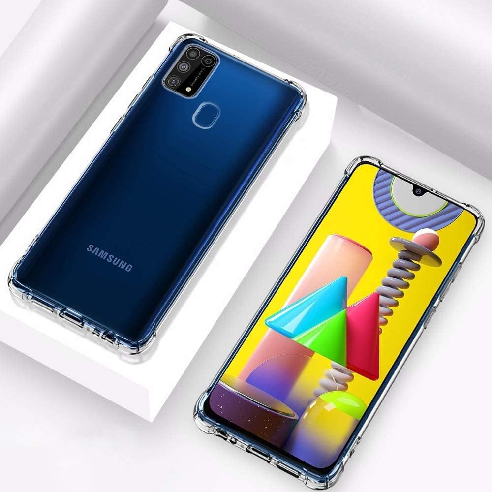 Crystal Clear Case Compatible with Samsung Galaxy M31 Case+ Screen Protector for M31 Shock-Absorbing Scratch-Resistant Military Grade Protection Clear TPU Bumper Case