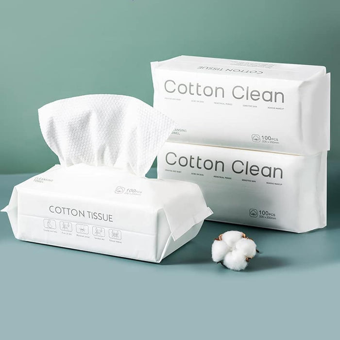 S SYMEFER Disposable Face Towel Soft Washcloths Facial Cleanning Cotton Tissue Wet Dry Cotton Facial Wipes Makeup Remover Towel for Skincare (3 Pack)
