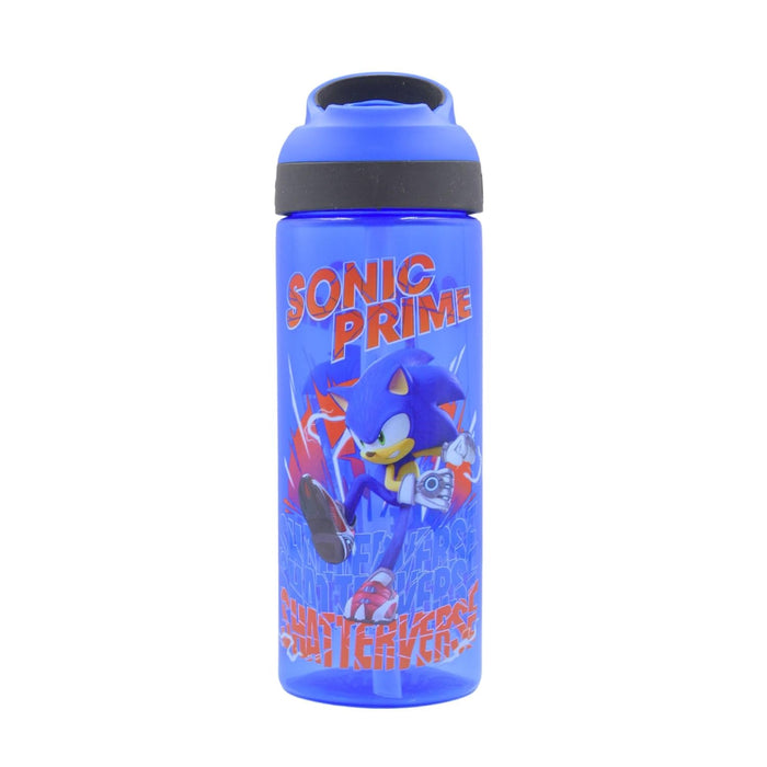 HOX SONIC PRIME Reusable BPA free Kids Atlantic Water Hydration Bottle with built in Carry Loop, Flip Up Spout and removeable straw - 600ml, Blue