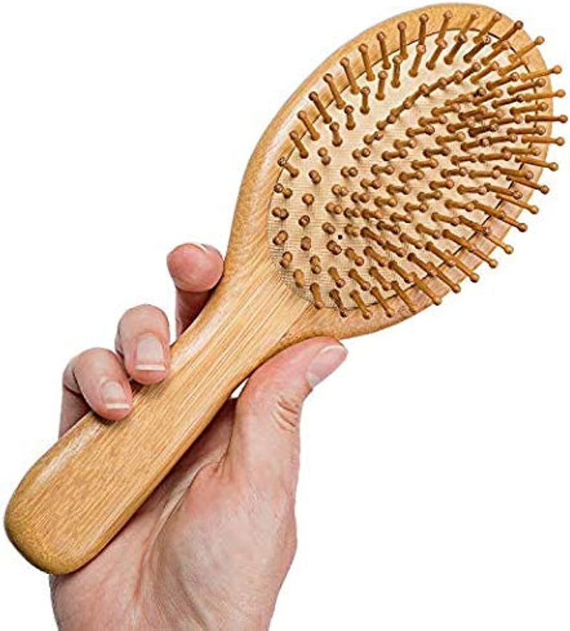 Huachi Wet Hair Brush Bamboo Detangling Brush Natural Wooden Paddle Organic Brush for Women Men Kids Scalp Massage Anti-Static, Reducing Hair Breakage Adding Shine