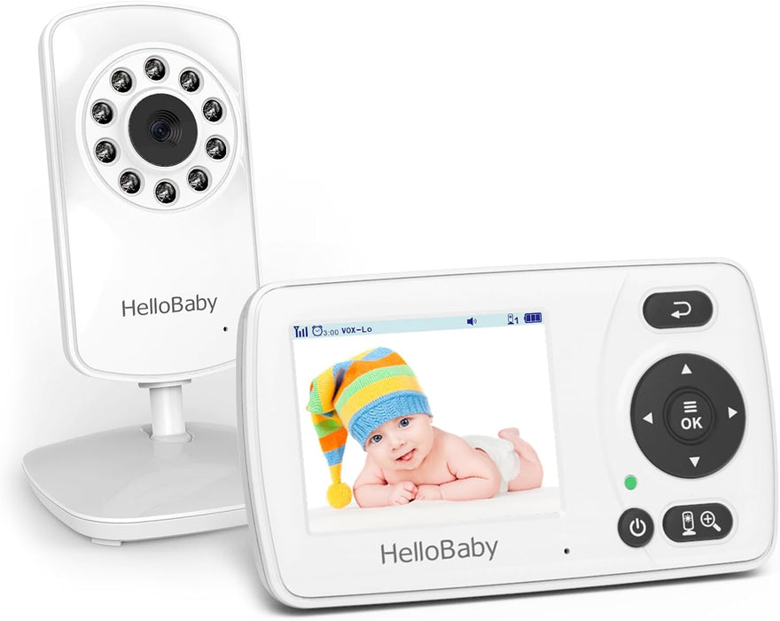 HelloBaby Video Monitor with Camera and Audio, 1000ft Long Video Monitor, No WiFi, Night Vision, VOX Mode, Energy Saving, Portable Travel Screen, 2.4 Inch Security Camera for