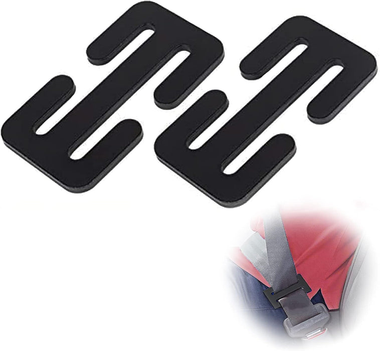 KASTWAVE 38MM Metal E-shaped Seat Belt Adjustment Buckle, 2 Pack Shoulder Strap Positioner Car Child Safety Seat Locks Clips Hardware Accessories (Black)