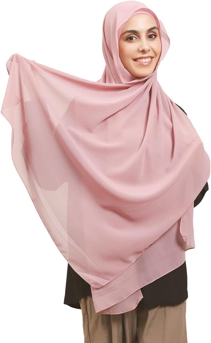 HURESON Instant Chiffon Hijab Set 3-in-1 Hijabs Scarf with Built-in Magnets and Undercap Head Wraps with Model Cap