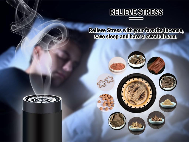 Hitopin Electric Incense Burner - USB Rechargeable Bakhoor Incense Burner for Car and Home (Black)