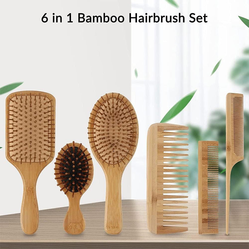 Homarket Paddle Hair Brush, Detangling Brush and Hair Comb Set for Men and Women, Great On Wet or Dry Hair (Black-4pcs)
