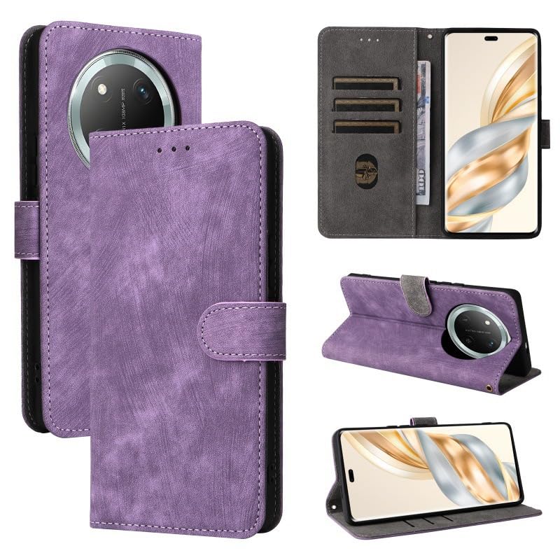Case for Honor X9c??omes with a mobile phone lanyard, a flip leather phone case that can be folded into a phone holder, FRID anti-theft brush, and a portable storage card bag??onor X9C cover (Purple)