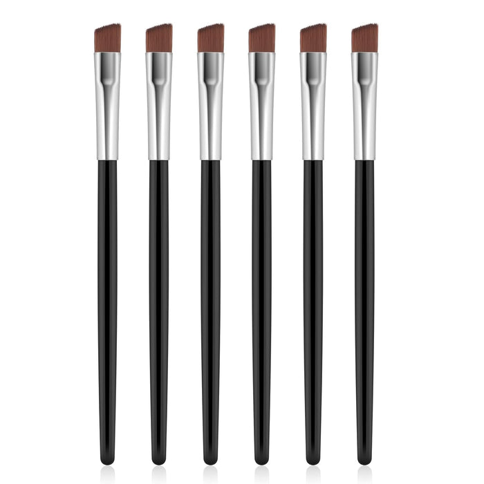 6 PCS Angled Eyeliner Eyebrow Brush Set Flat Tapered Eye Shadow Tint Brush Fine Detail Makeup Brush Tool Portable Concealer Brush Professional Soft Cosmetic Blending Brush for Women Beauty Accessories