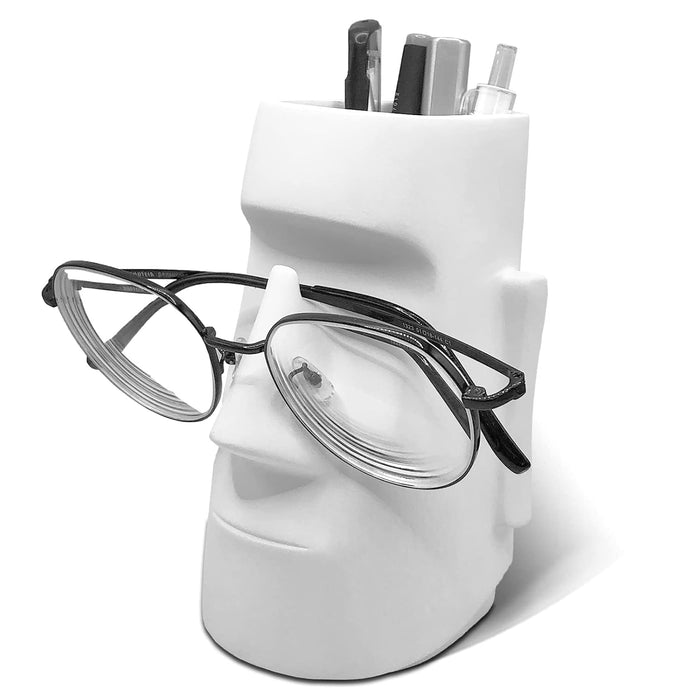 Azonee Simple Modern Style Pencil Holder With Glasses Holder - Multifunctional Makeup Brush Organizer for Office Desk/Dressing Table Decor