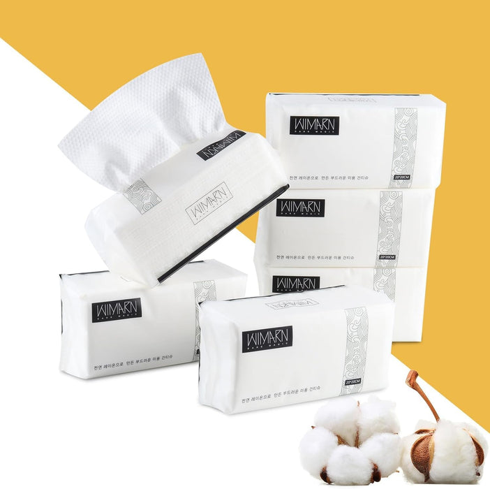 NALACAL Face Clean Towels, 100% Cotton Extra Thick Disposable Towel, Lint- free Facial Tissue for Sensitive Skin Cleansing, Skincare and Makeup Remover, Dry Wipes (6 Pack)