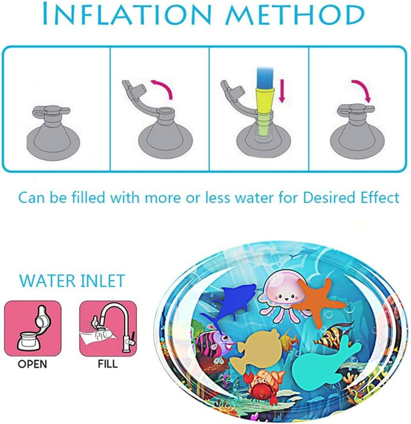 Infants Baby Water Mat Bath Seats Infant Toy Swim Float Water Cushion Pat Pad with Inflator