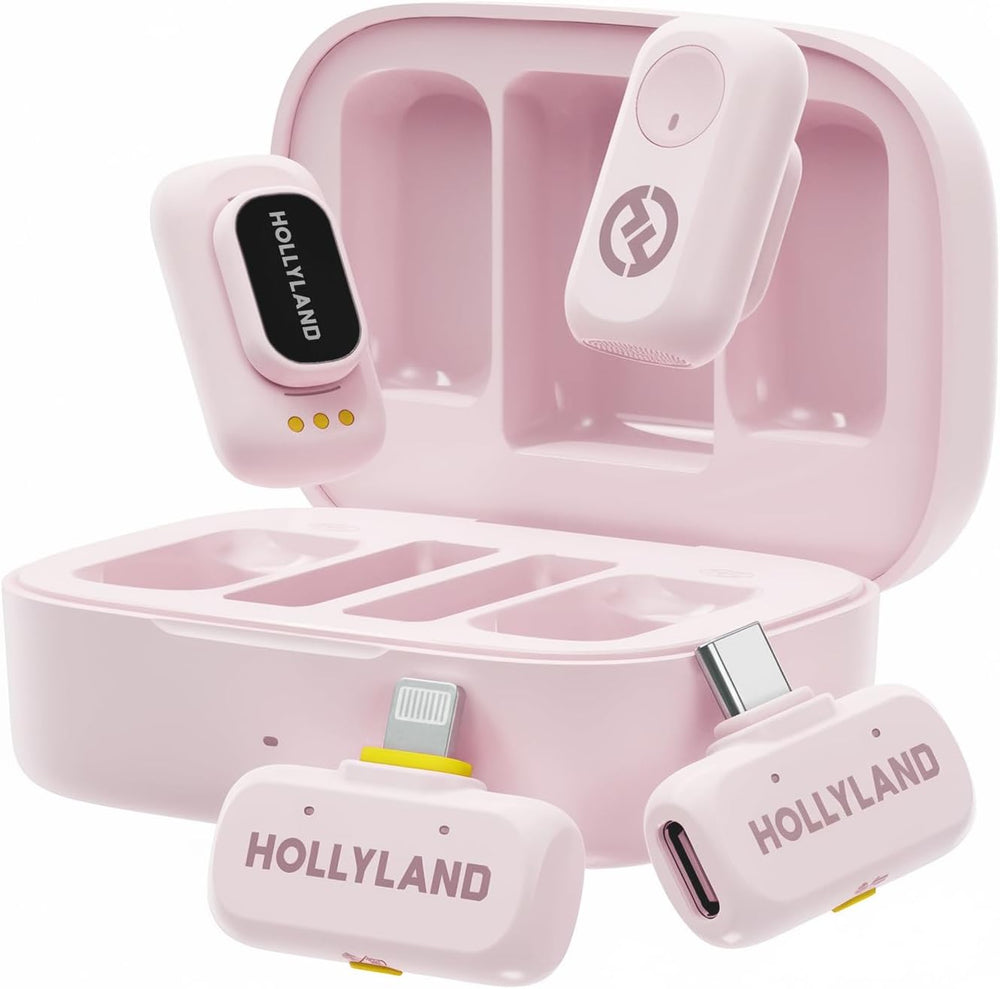 Hollyland LARK A1 Wireless Microphone for iPhone 14/13/12, Pure Sound, 3-Level Intelligent Noise Cancellation, Magnetic Microphone for Vlogging, YouTube, Podcast, TikTok (Duo (TypeC RX))