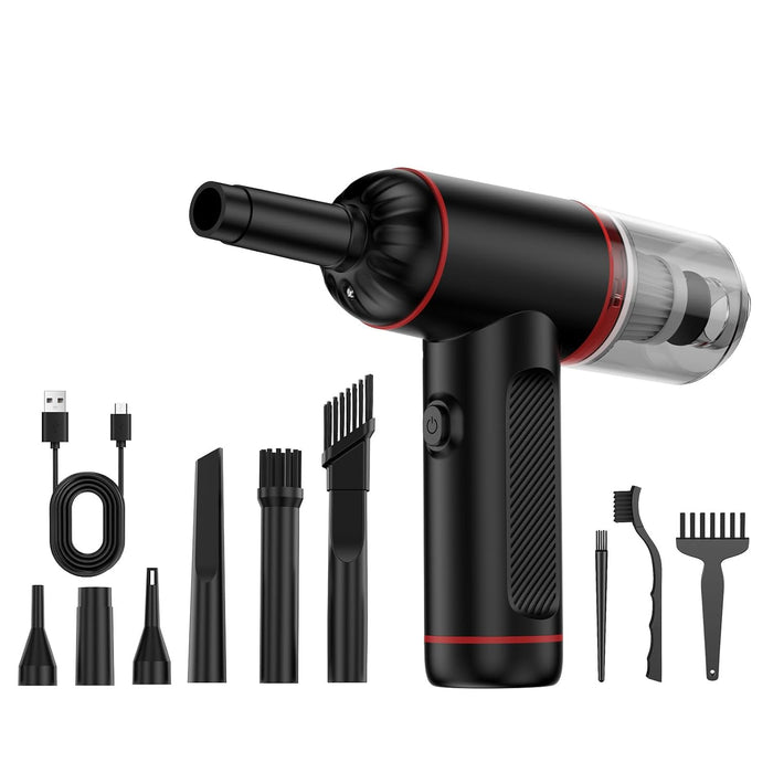 Fanisic Air Duster Vacuum Cleaner, Rechargeable 3 in 1 Cordless Mini Dust Blower/Pump, 3 Gear Portable Air Blower Car Vacuum Cleaner with LED Light & Multi-nozzles for Keyboard