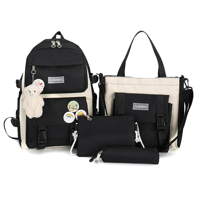 4 PCS Set Backpack With Kawaii Pin And Accessories, Cute Children's Backpacks Kawaii School Bag Handbag Tote Bag Kawaii Aesthetic Backpack