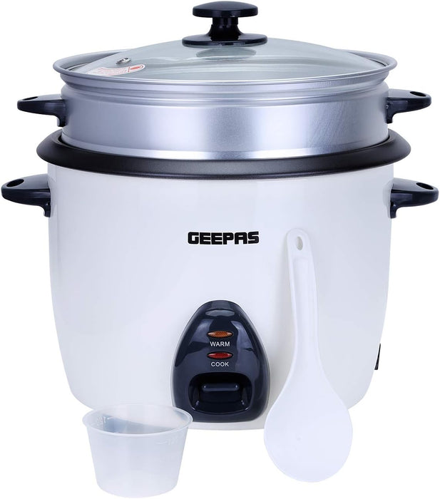 Geepas 1.5L Rice Cooker/Steamer with Non-Stick Cooking Pot | 500W | Automatic Cooking, Steam Vent Lid & Simple One Touch Operation |Make Rice, Steam Healthy Food & Vegetables | 2 Year Warranty