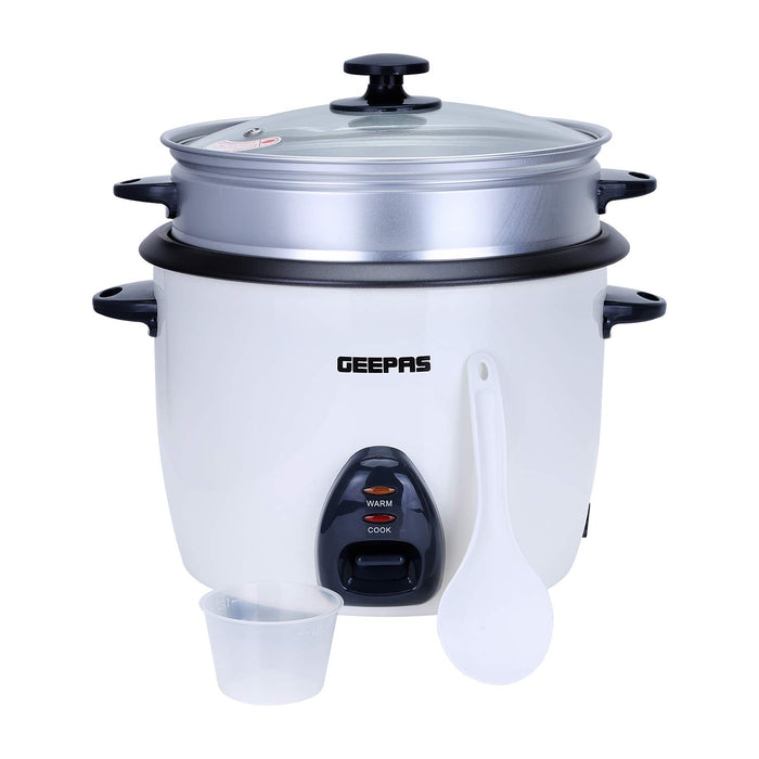 Geepas 1.5L Rice Cooker/Steamer with Non-Stick Cooking Pot | 500W | Automatic Cooking, Steam Vent Lid & Simple One Touch Operation |Make Rice, Steam Healthy Food & Vegetables | 2 Year Warranty