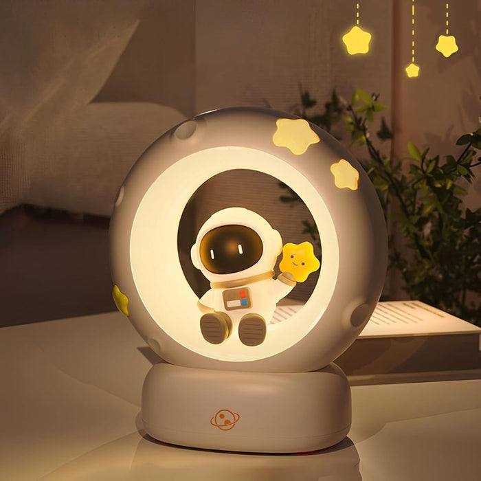 NALACAL Astronaut LED Bedside Night Light for Kids, USB Rechargeable Touch Lamp with 3-Levels Dimmable Brightness, Ideal Bedroom Decor and Gift for Birthdays, and More (White)