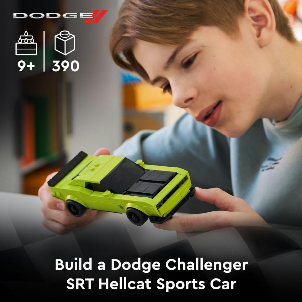 Speed Champions Dodge Challenger SRT Hellcat Sports Car Toy - Car Model Kit with a Driver Minifigure - Birthday Gift for 9+ Year Old Boys - 77237 – image 2