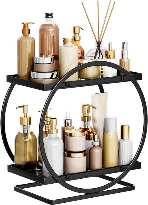 SYAMEET Makeup Organizer,High-Capacity Skincare Make Up Storage,Bathroom Counter Organizer Countertop Storage, 2 Tier Cosmetic Display Tray for Cosmetic, Skin Care,Perfume,Makeup Brushes, Lipsticks.