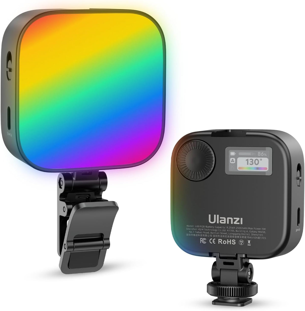 ULANZI VL49 2000mAh LED Video Light w 3 Cold Shoe, Rechargeable Soft Light Panel, Portable Photography Lighting for DJI OSMO Sony DSLR Canon Camera GoPro Vlogging β image 4